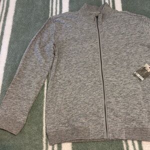 XXL Linksoul Men's Heather Gray Full Zip-Up Sweater